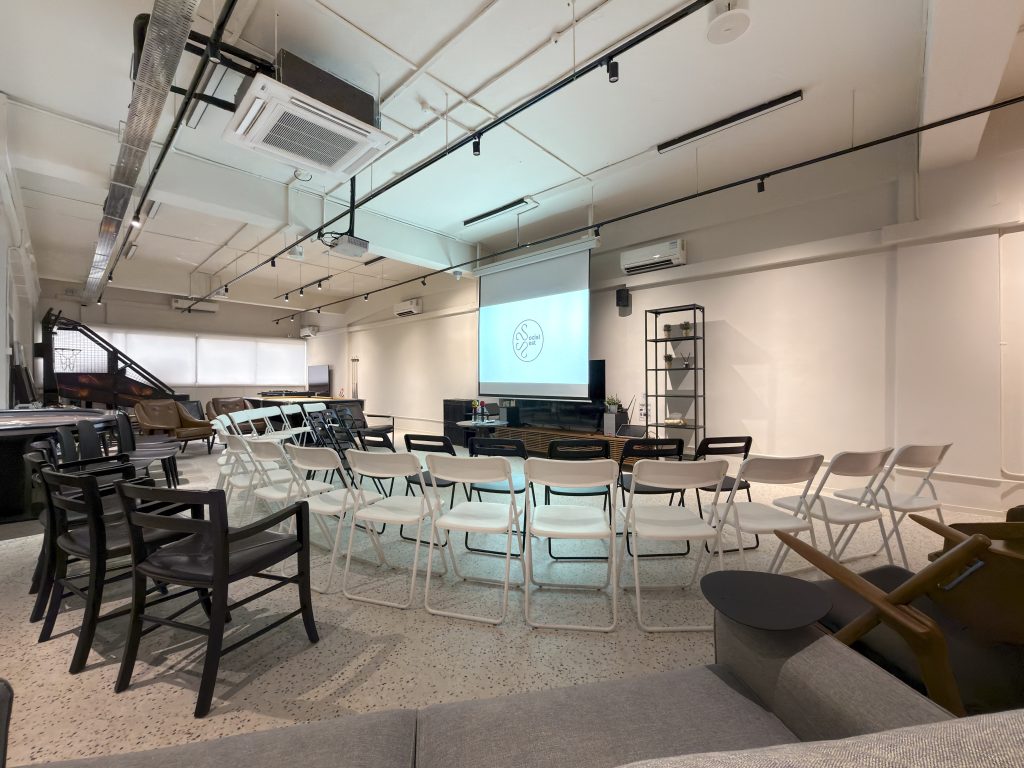 Seminar setup at Social Nest Event Space in Singapore