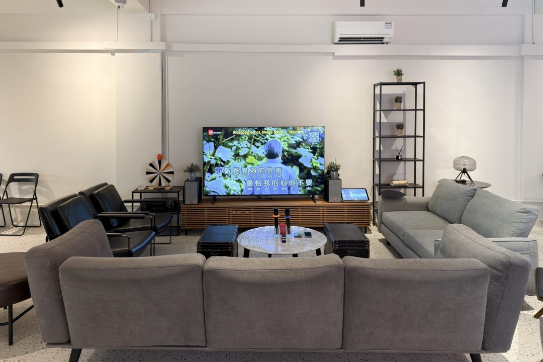 KTV karaoke setup at Social Nest Event Space in Singapore