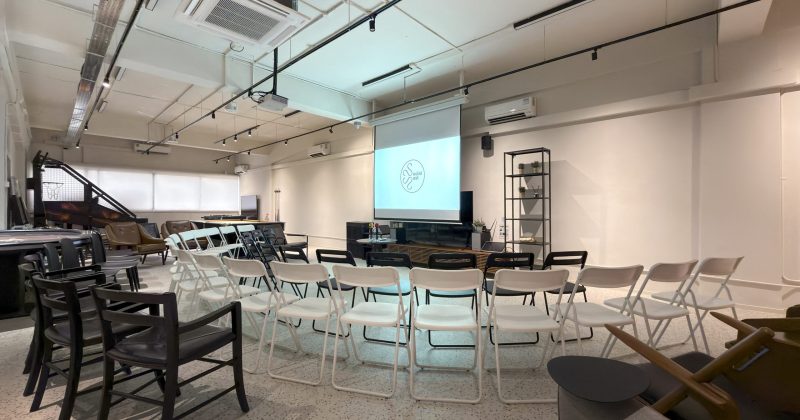 Seminar setup at Social Nest Event Space in Singapore